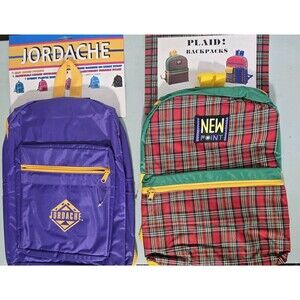 Vintage 90's Backpack Lot NWT Jordache New Point Bijoux Plaid Taiwan Philip Set